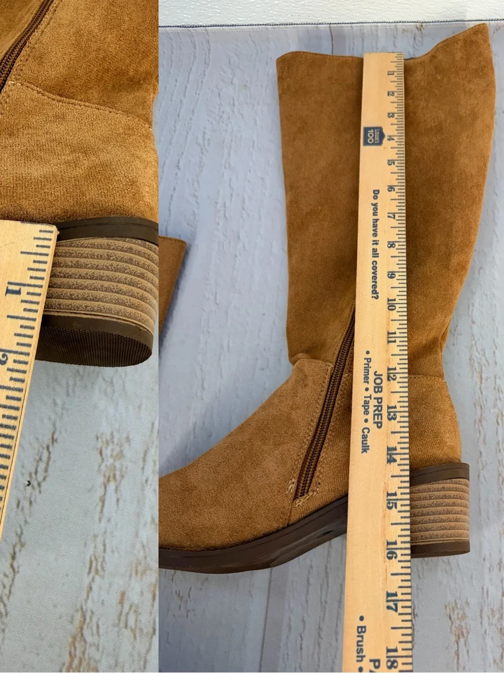 Women’s Tan Faux Suede Knee High Boots Block Heel Size 38 NWOT